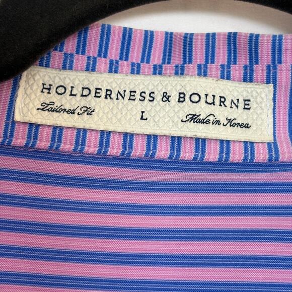 Holderness & Borne Tailored Fit Polo Mens Large Stripe Champions Retreat Golf - Picture 5 of 9